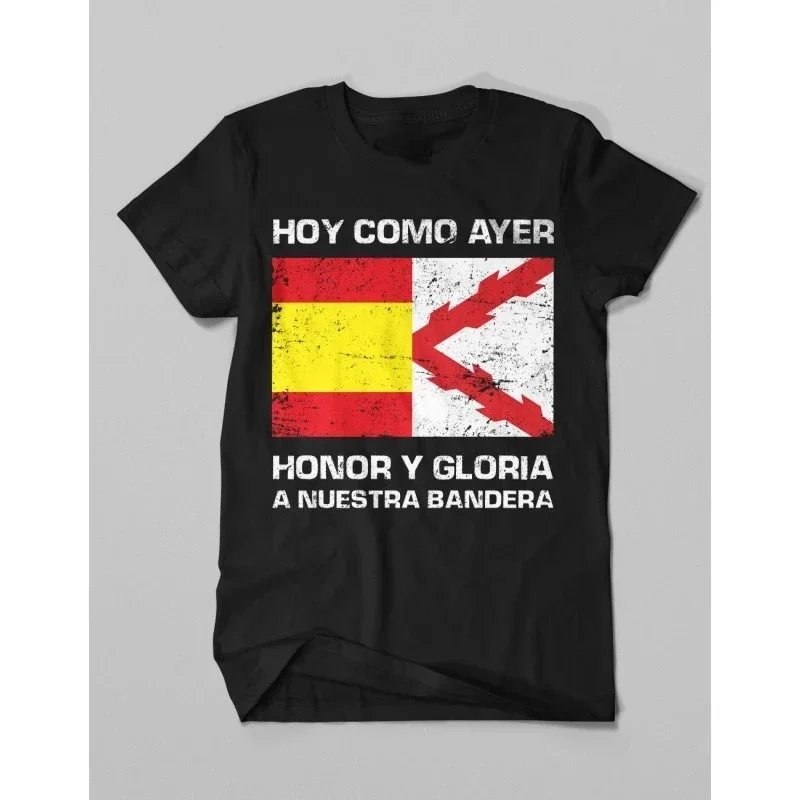Spain Honor Y Gloria Bandera Men T-Shirts Short Sleeve Casual 100% Cotton Shirts Size S-3XL
