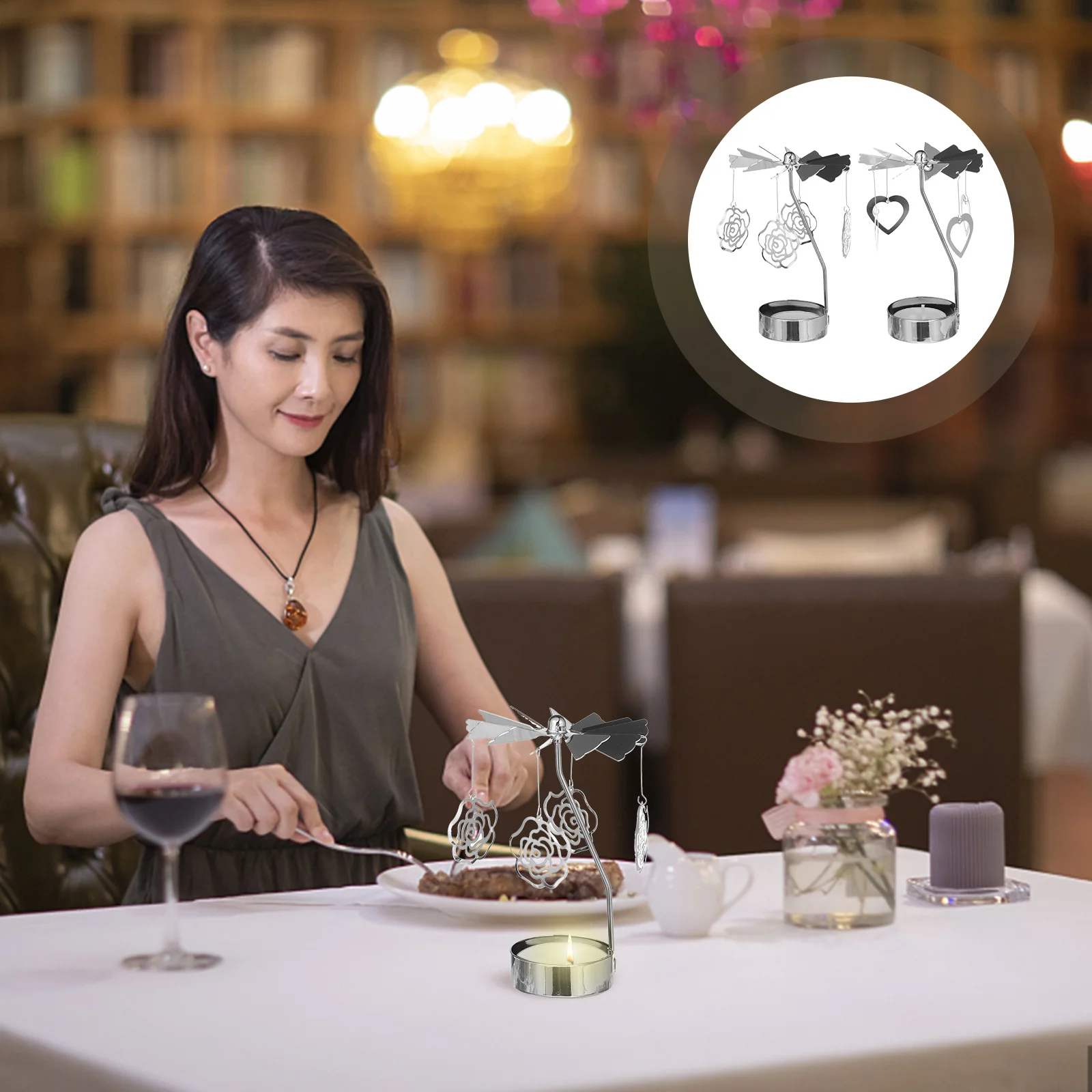 

2Pcs Rotating Metal Holders Desk Ornament for Living Room Bedroom Kitchen Christmas Valentine Wedding Decor