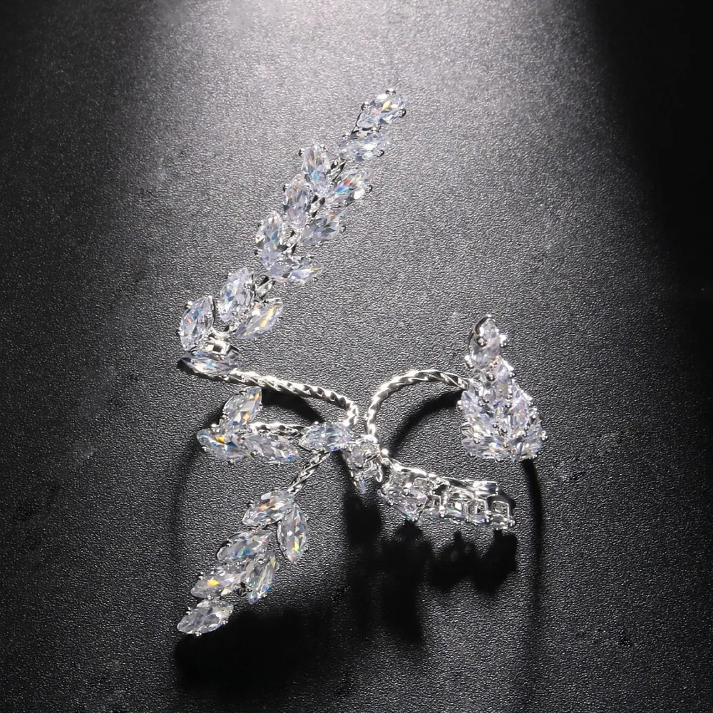 Advanced Zircon Leaf Shape Rings for Women Free Shipping Fashion Open Mitten New Bracelet 2024 Hand Jewelry Wedding Christmas
