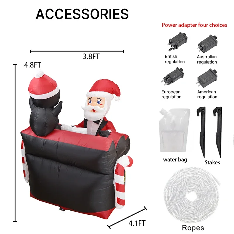 4,92 фута надувная игрушка Санта-Апиано Пингвин со светодиодной подсветкой Праздничные подарки Рождественские украшения для двора Рождественские принадлежности Домашний орнамент