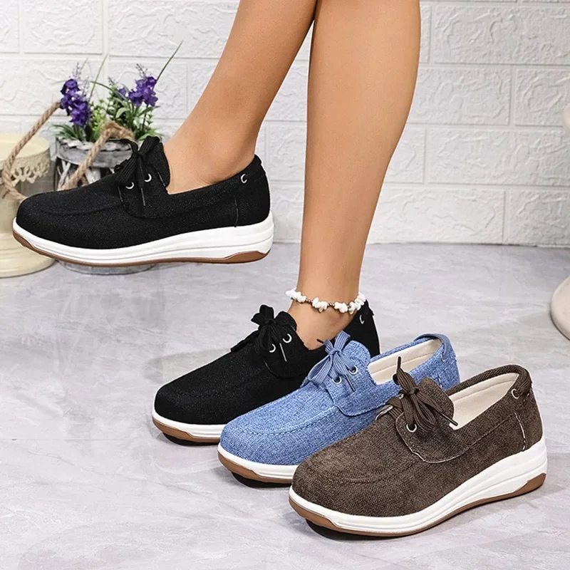 

2025 New Style Women Round Toe Flat Shoes Fashion Ladies Casual Shoes Plus Size 36-43 Female Spring Footwear Canvas Shoe