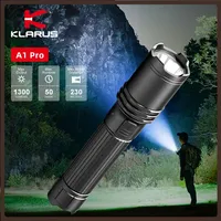 Klarus A1 Pro Rechargeable Flashlight With USB charging LED Lantern Tactical Flashlight 18650 Torch 1300LM 230Meters IPX6 Hiking