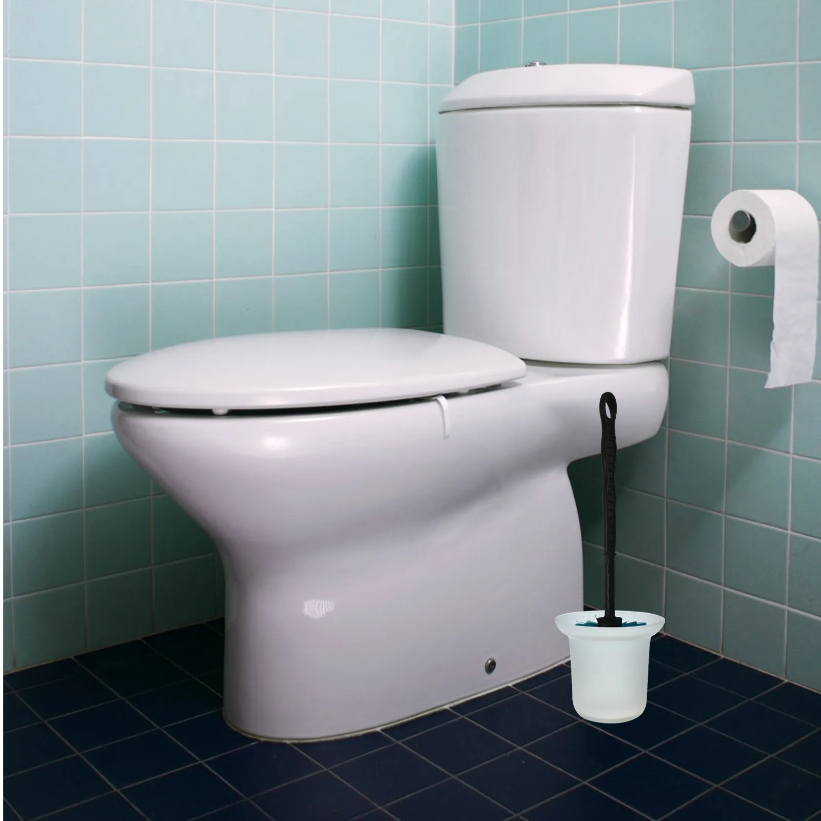 

Frosted Toilet Brush Glass Base Sturdy Holder Bathroom Cleaning Tool Container Household Scrubber Rack Toilet Brush Supply