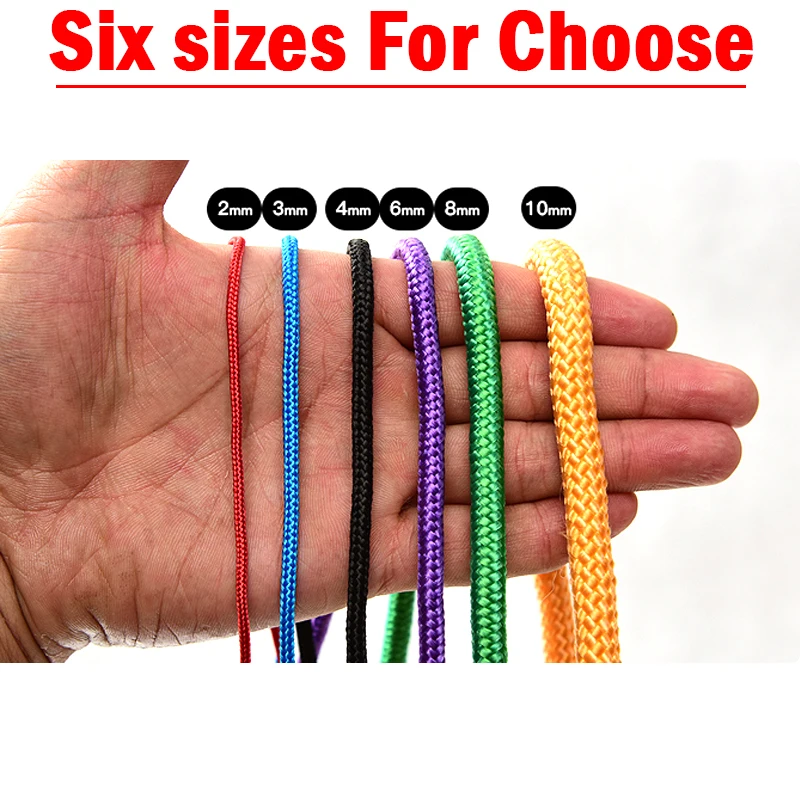 10~100m Φ4mm~9mm colored nylon braided rope playground safety net rope sunshade net fixed rope household tent rope clothesline