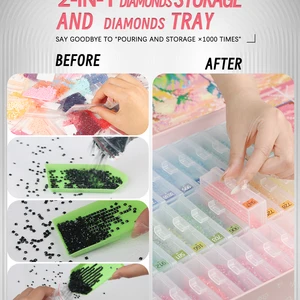 Diamond Painting Accessoires Tabletts, 45 Stücke mit Deckel, 2-1 Diamond Art Storage und Diamond Art Tabletts, Kontospeicherung und UP-Linie 8 Hauptverkaufsdiamantplatte - №7