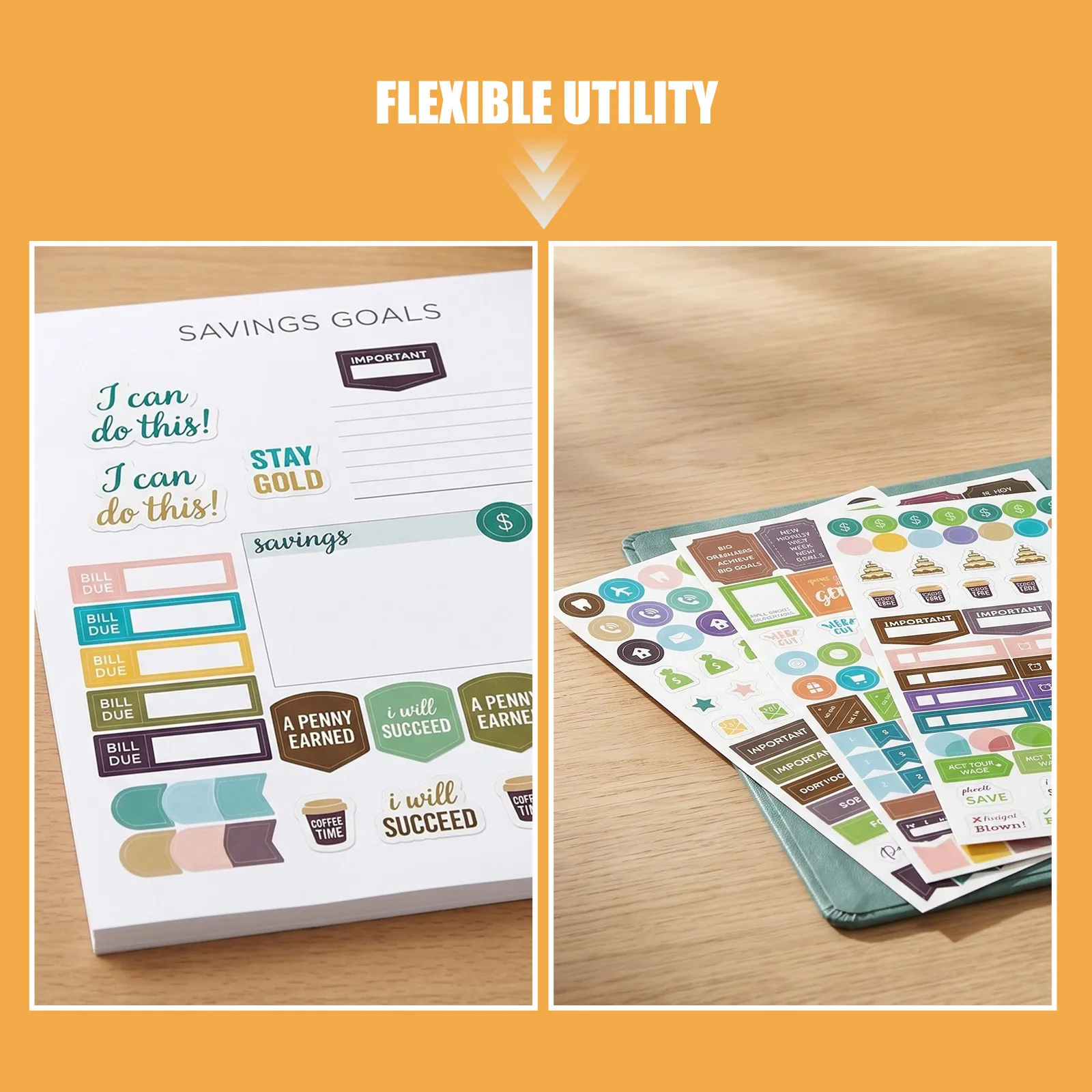 24Sheet Daily Budget Stickers Motivational Finance Tracker Expense Planner Monthly Weekly Journal Calendar Money Management