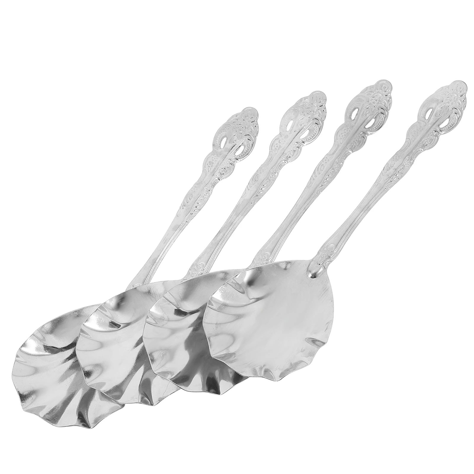 

4 Pcs Steel Spoons Easy Clean Versatile Use Suitable Home Kitchen Long H Serving Spoons For Buffet Tableware