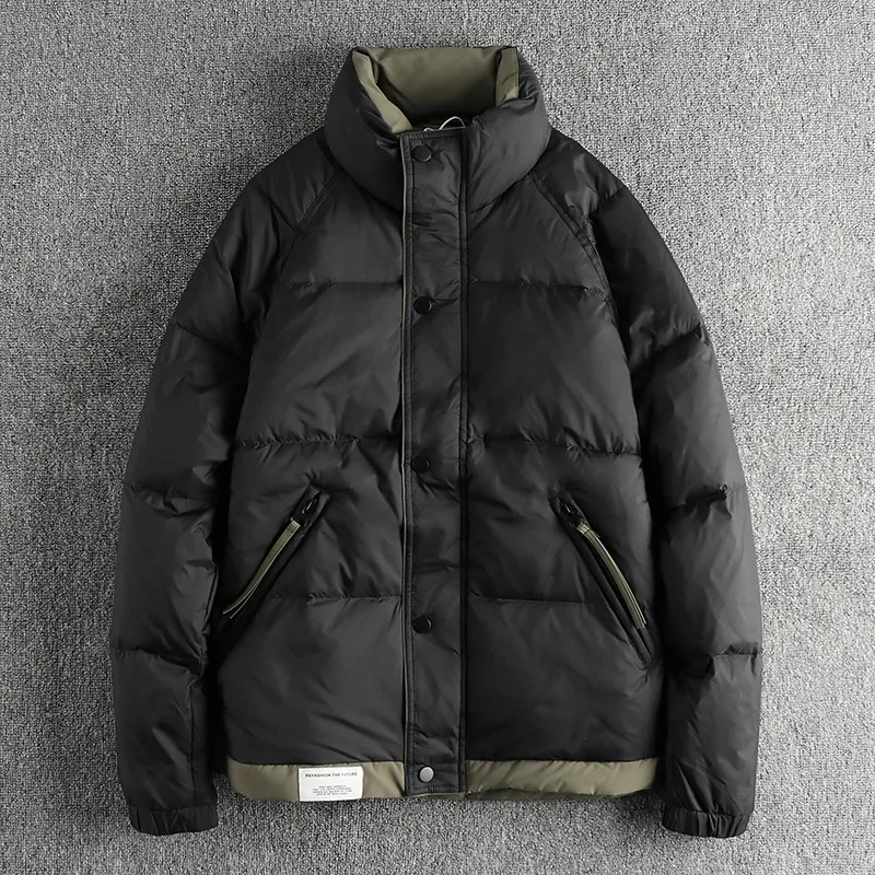 

Trendy Thiened Men's Cotton Jaet Winter Outerwear American Sle Design Casual Daily Wear Youth Loose Fit Zipper Closure