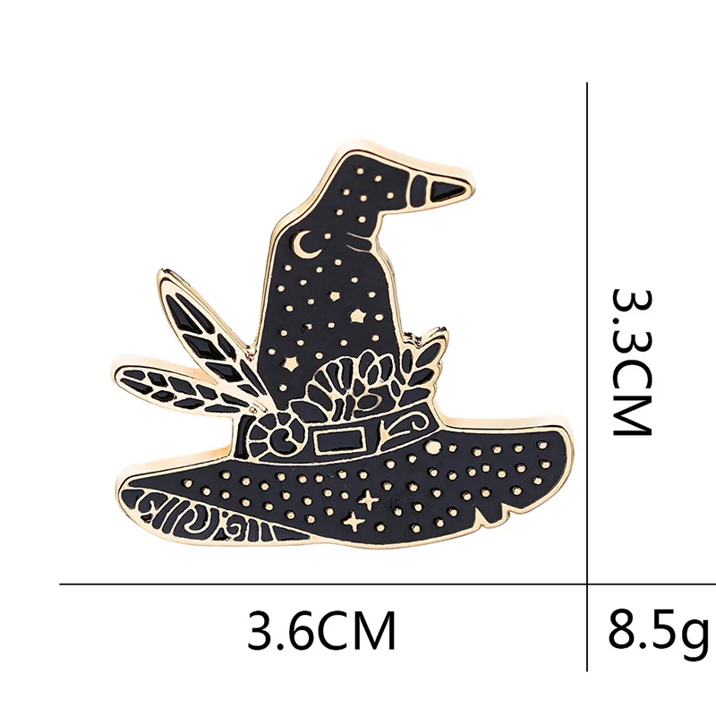 2pcs Exquisite Black White Magic Hat Enamel Brooch Creative Individual Lapel Pin Badge Backpack Clothing Hat Accessories