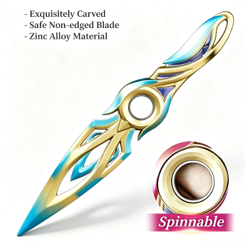 Rotatable Metal Ornament Model 21cm, Non‑sharp Safe Blade, Exquisite Carved Cosplay Display Collection Decor Gift