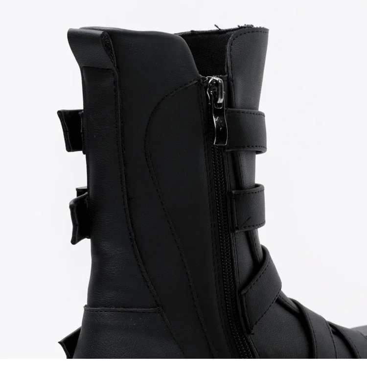 Original Design Platform Female Autumn and Winter Metal Punk Hot Girl Elevator Ankle round Head Trendy Cool Motorcycle Boots