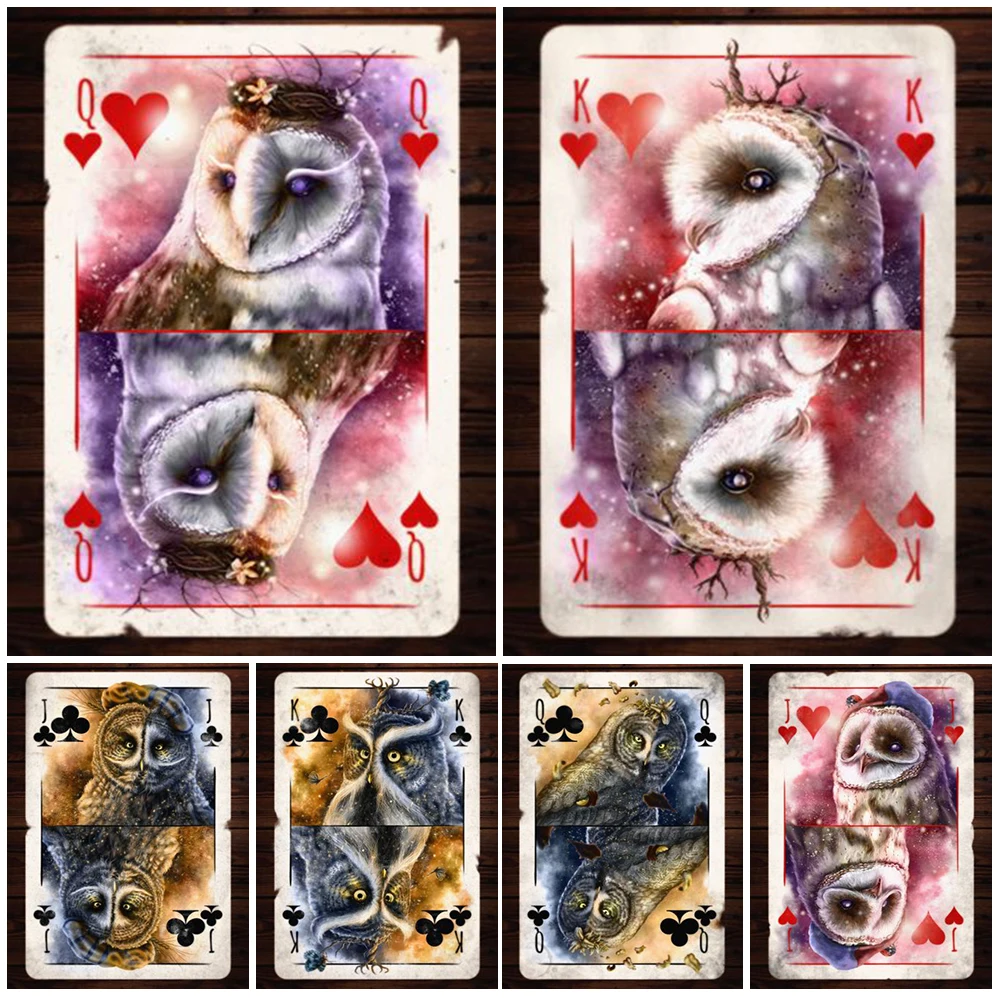 

Royal Owls Poker Playing Cards King Wall Pictures For Living Room Nordic Poster Wall Art Canvas Painting Home Decor Unframed