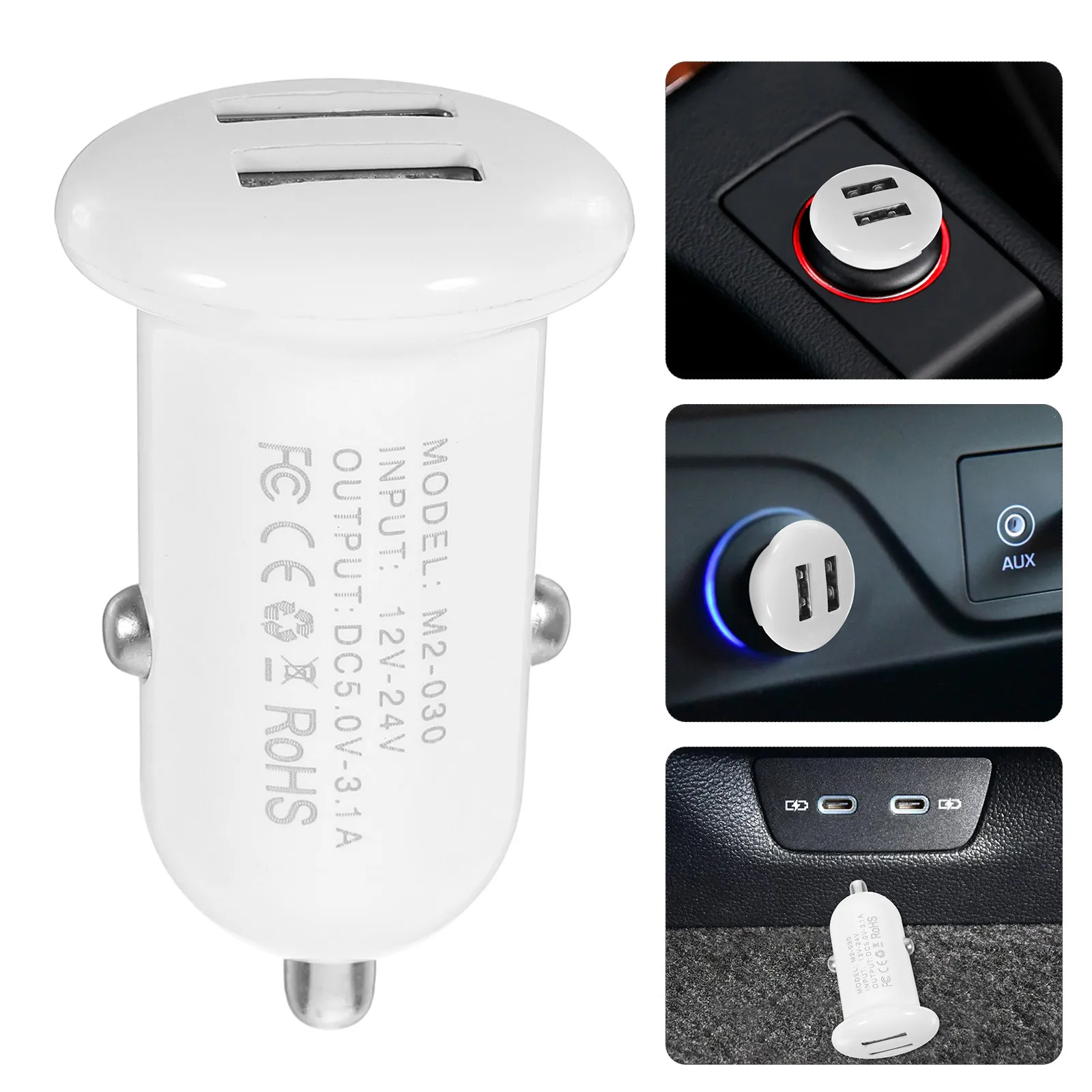 

Mini Car Charger Dual USB Ports Fast Charging 3A Adapter for Phone Tablet Auto Identify Smart Devices Overload Protection