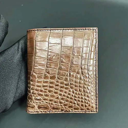 2024 New Designer Luxury Crocodile Leather Brown Men Wallets Business Genuine Leather Bag Fashion Large Capacity Wallet 45