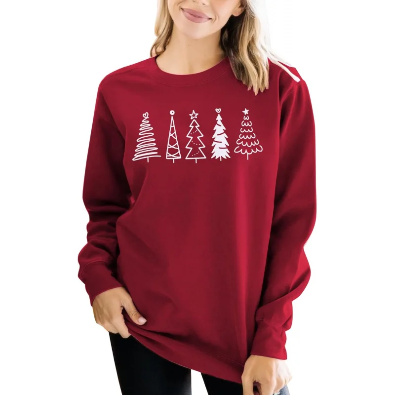 Women's Christmas Tree Sportswear Fun Cute Pattern Printed Hoodie Long Sleeve Holiday Shirt Top Set