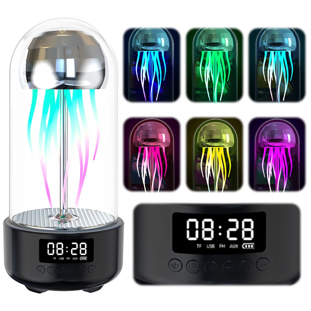 2 in1 Smart Jellyfish Speaker Subwoofer with 7 Color Light Portable Music Sound Box for Children Bedroom Decoration Night Lights