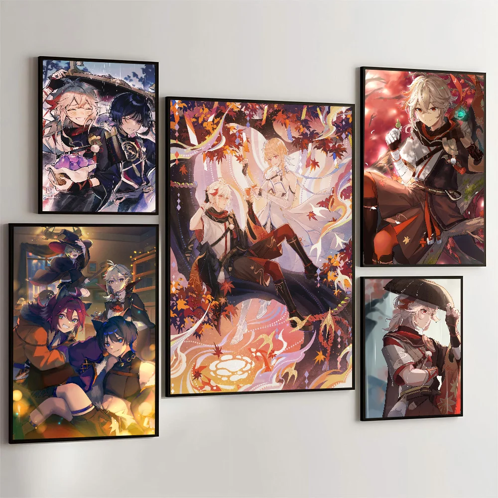 Genshin Impact Kaedehara Kazuha Poster Self-adhesive Art Waterproof Paper Sticker Coffee House Bar Room Wall Decor