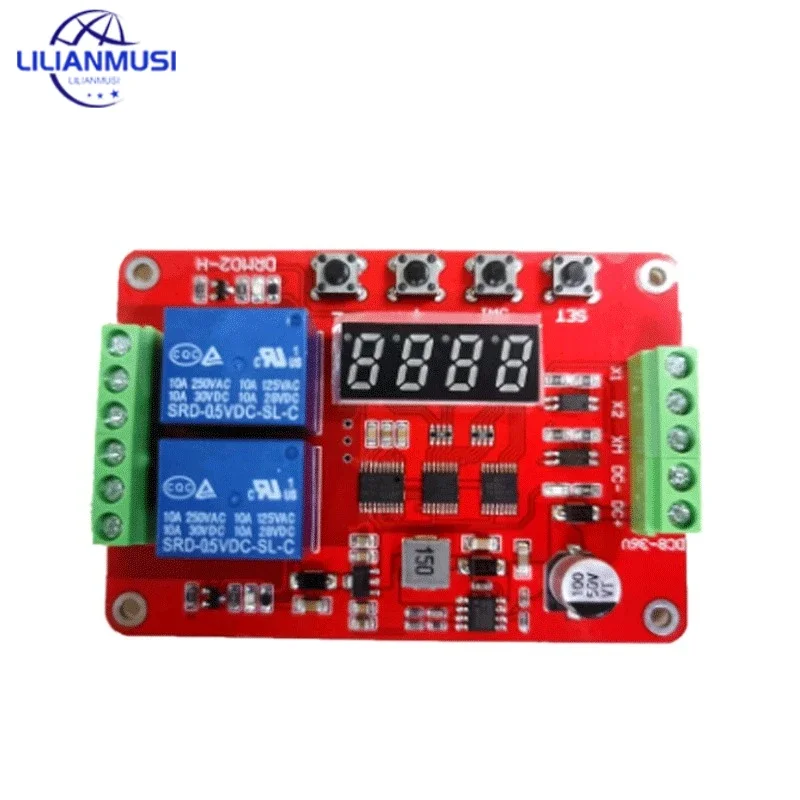 50PCS DRM02 Two-way multi-function relay module / delay / self-lock / cycle / timing / time relay 2 channel relay module