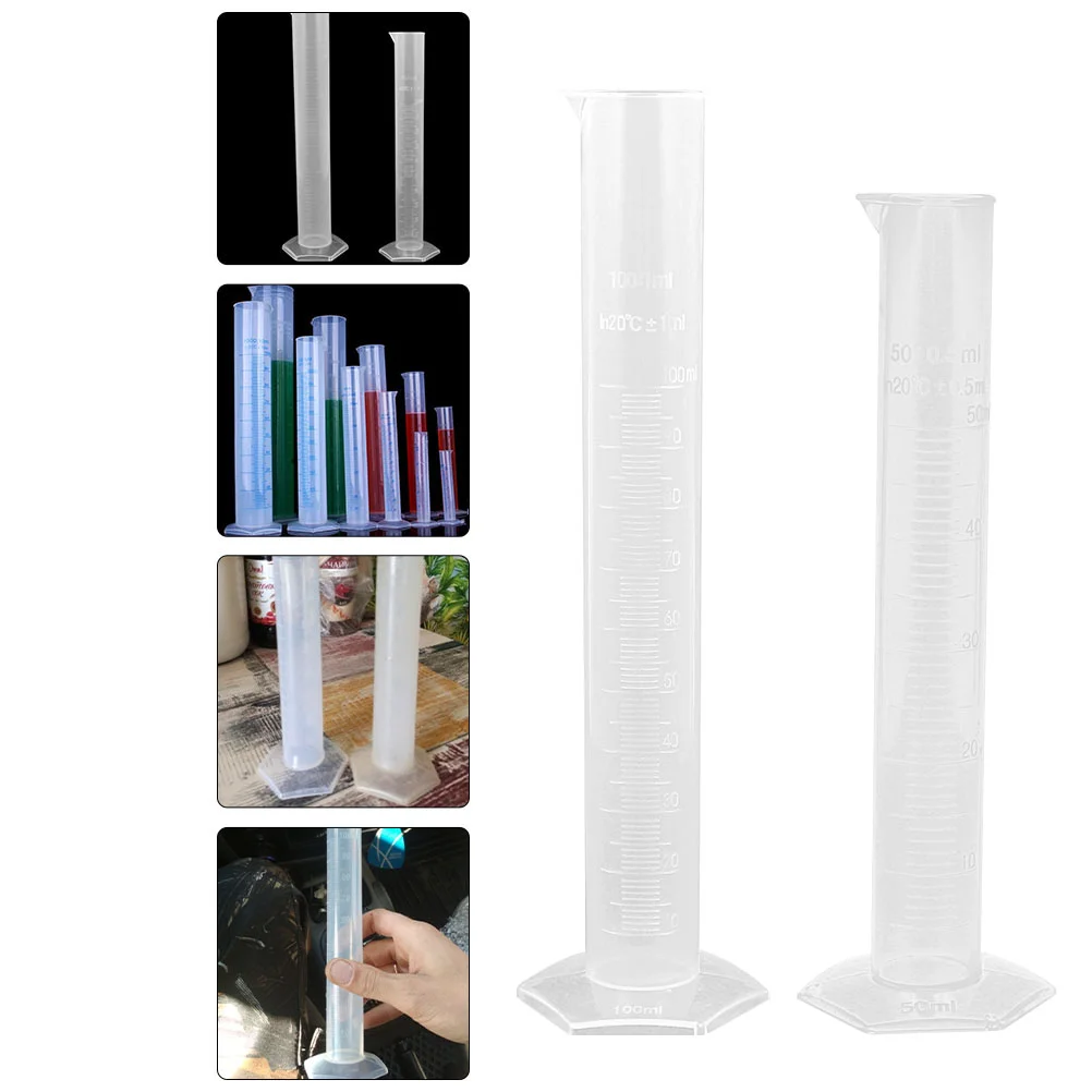 2 Pcs Measuring Cup Graduated Cylinder Laboratory Accessory Supplies Plastic for Chemistry Thicken Tool