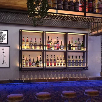 Club Living Room Wine Cabinets Bar Corner Restaurant Modern Holder Inverted Wine Rack Retail Industrial Barra De Vino Furniture