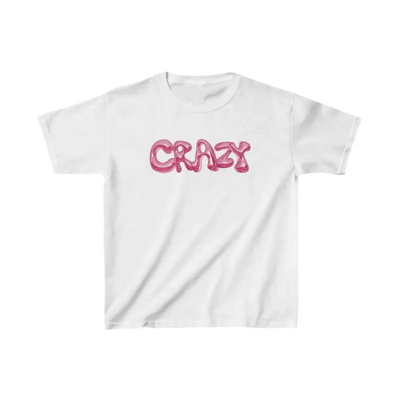 

2000s Graphic Baby Tee Aesthetic T Shirt EMO Girl CRAZY letter Summer Fashion Cropped Top Women Harajuku Y2k style Clothes