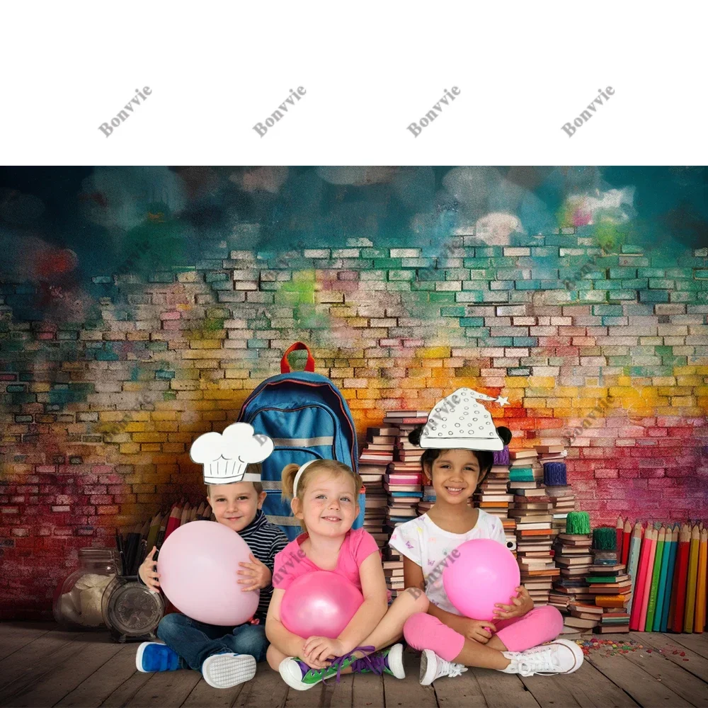 Bonvvie Photography Backdrop Bookshelf Book Back to School Students Graduate Party Decoration Photocall Background Photo Studio