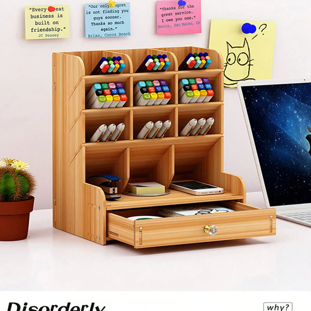 1 Storage Box Desktop Marker Pen Organizing Box, Multi Grid Folding Office Desktop Storage