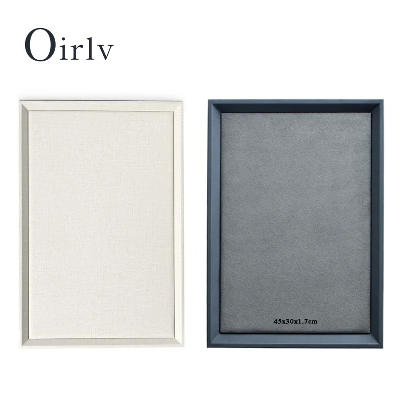 Oirlv Beige/Grey Jewelry Display Trays Linen/Velvet-Lined – Ideal for Showcasing Necklaces/Bracelets To Retail Jeweler or Home
