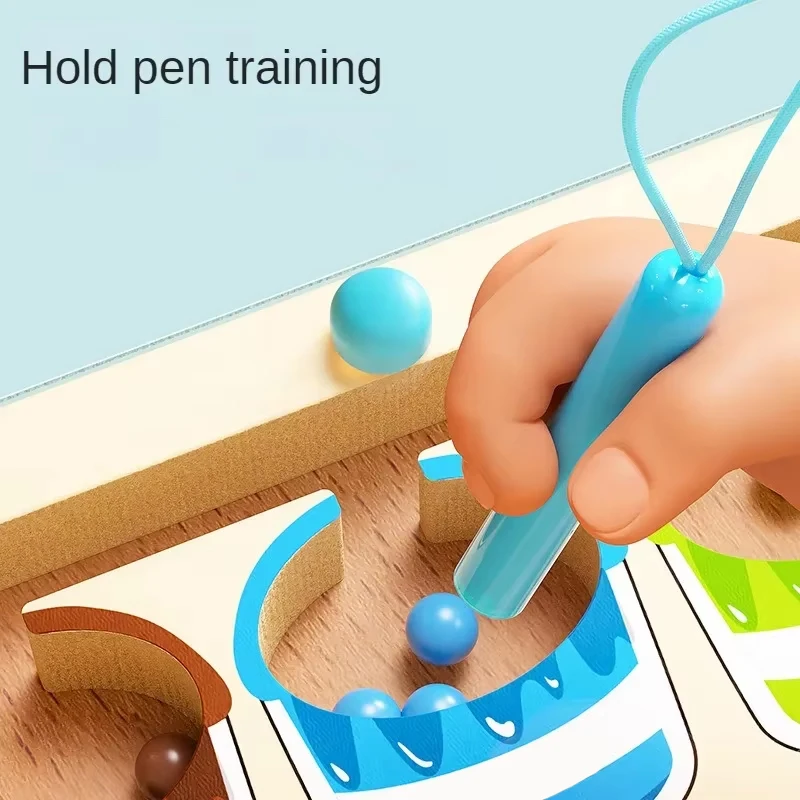 Montessori Magnetische Labyrinth Farbe Sortierung Spiel Kinder Spielzeug Feinmotorik Training Stift Steuerung Moving Bead Sensorischen Spielen Pädagogisches Spielzeug