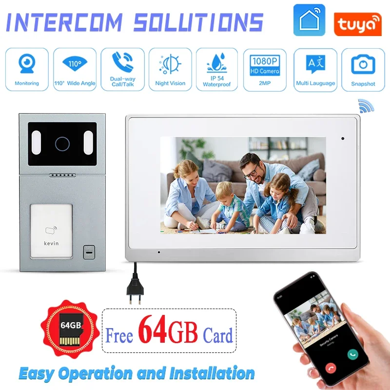 

Factoy Price Wired Video Doorbell Intercom 7Inch Screen Building Smart 1080P Waterproof Video Intercom System