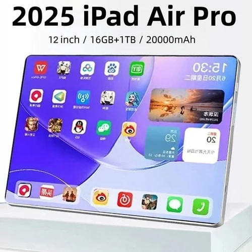 2025 Original 12 pulgadas Pad Air Pro Tablet PC 20000mAh Snapdragon 870 Android 13 22GB RAM 2TB ROM 5G Dual SIM GPS 5K 4G WIFI Tablet
