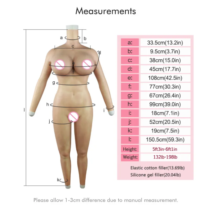 Roanyer Silicone H Cup Whole Bodysuit Crossdresser Costumes Drag Queen Transgender Man’s Chest  Artificial Tits Fake Boobs Body