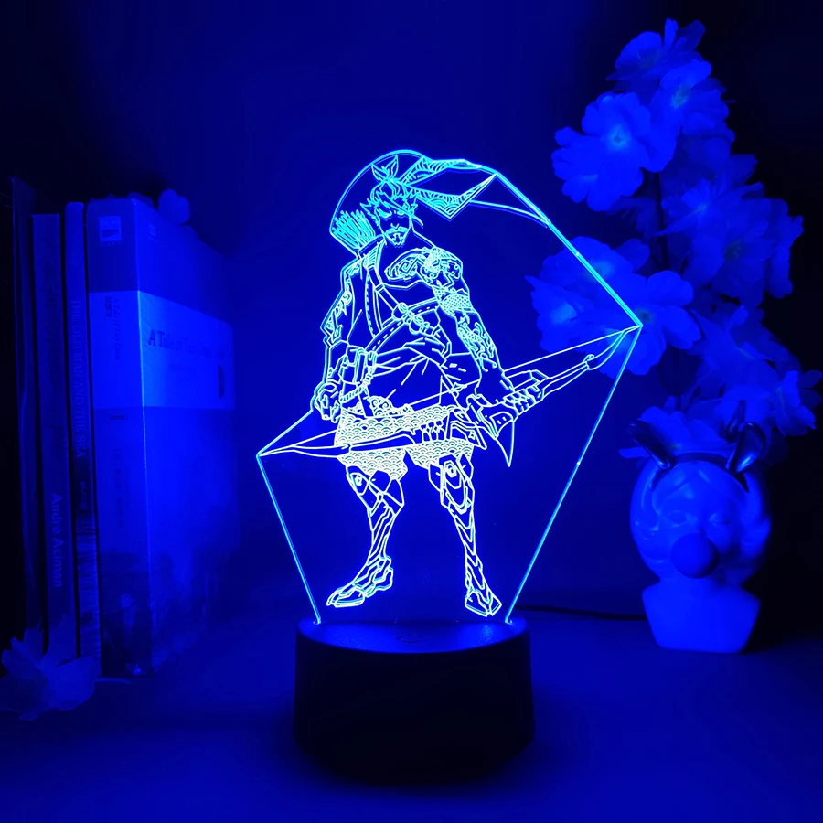 3D Overwatches Shimada Hanzo LED Nightlight Cool Present for OW Gamer Kids Children\'s Bedroom Study Room Desktop Lighting Gadget