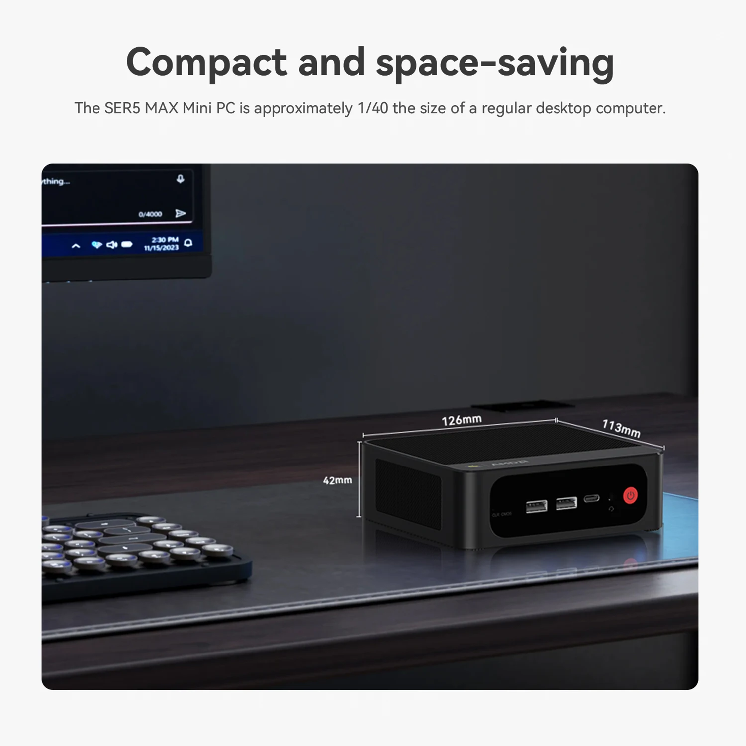 Beelink SER5 MAX Mini PC Ryzen 7 7735HS 24GB LPDDR5 Dual M.2 2280 SSD Max 4TB WIFI6 BT5.4 RJ45 2.5G LAN Gaming Office Computer