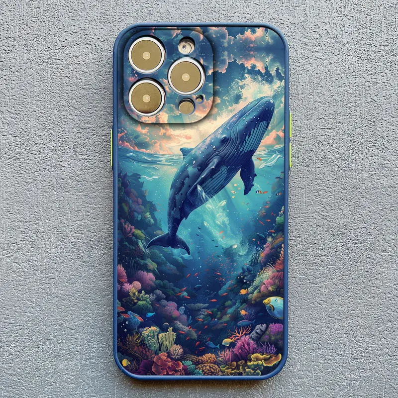 Weltraum-Ozean-Walfisch-Hai-Schwimm-Handyhülle für iPhone 17 16 15 14 11 12 13 Mini Pro Max Cover X XR X 16 15 14 Plus Fundas – Detail 4