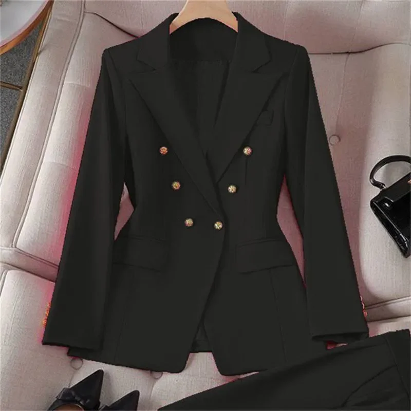 Luxury Women's Clothing Blazers New Fashion Double-breasted Suit Coat Pink Geometric Patterns Slim Comfortable Long-sleeved Top
