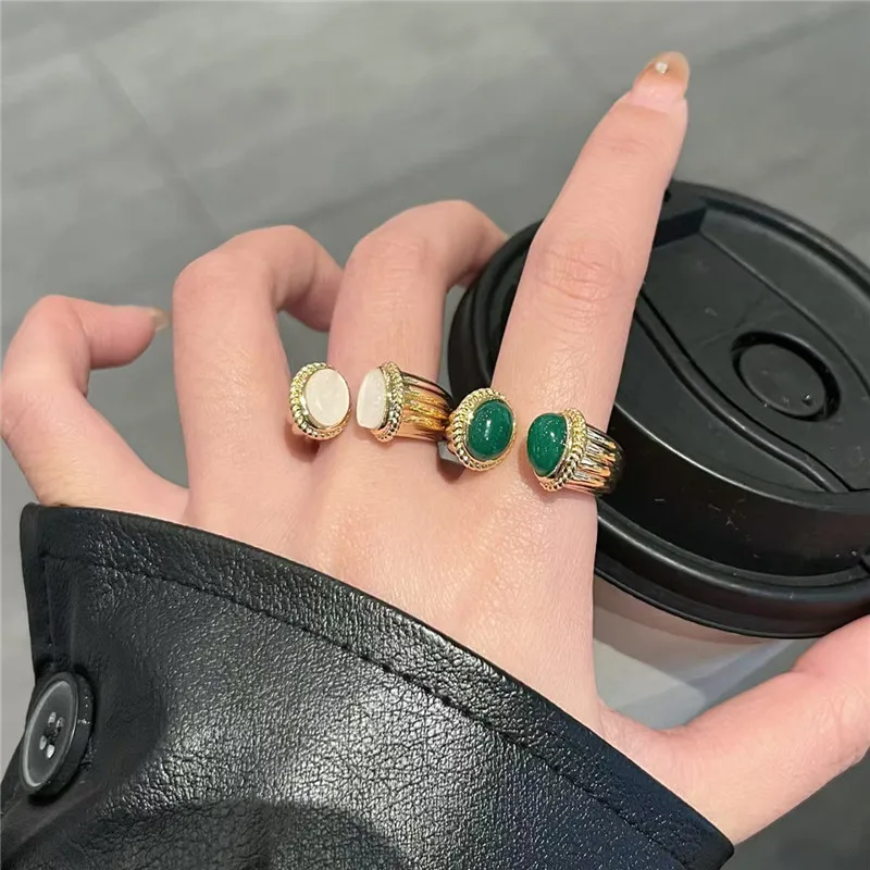

Natural Gemstone Open Ring Celebrity Style Women's Niche Luxury Sensation Daily Commute Accessory New 2025