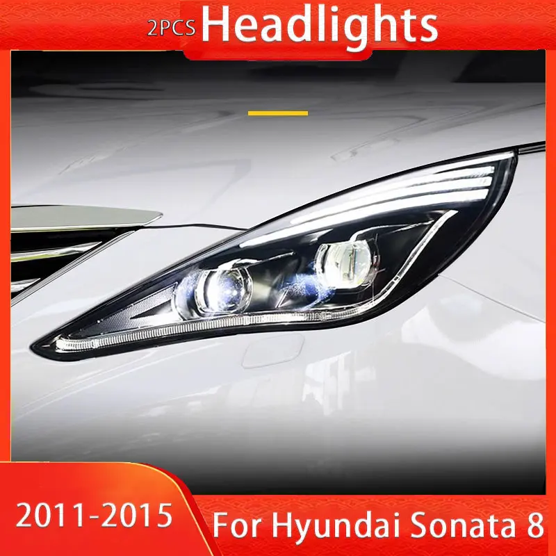 LED Headlight For Hyundai Sonata 8 MK8 2011-2015 LED Lamp Modified Dual Lens Upgrade LED Daytime Running Light Auto Accessory