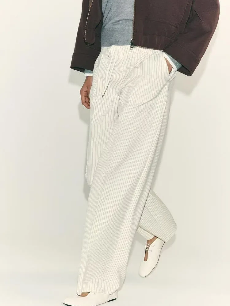 

Women's Faionable Sweet Double Layer Waist Wide Leg Casual Pants Autumn New Arrival Ele Trousers Ladies Premium Clothing