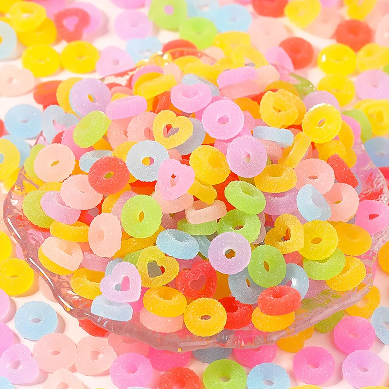 Simulated Frosted Candy Colored Love Donut Nail Art Accessories 3D Flatback Resin Nail Charms DIY Craft Manicure Decoration Tool