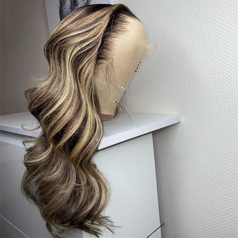 HairHighlight Blonde 28 Inch 5x5 Silk Base Wave Jewish Human With BabyHair HD Lace European Hair Preplucked Glueless Daily