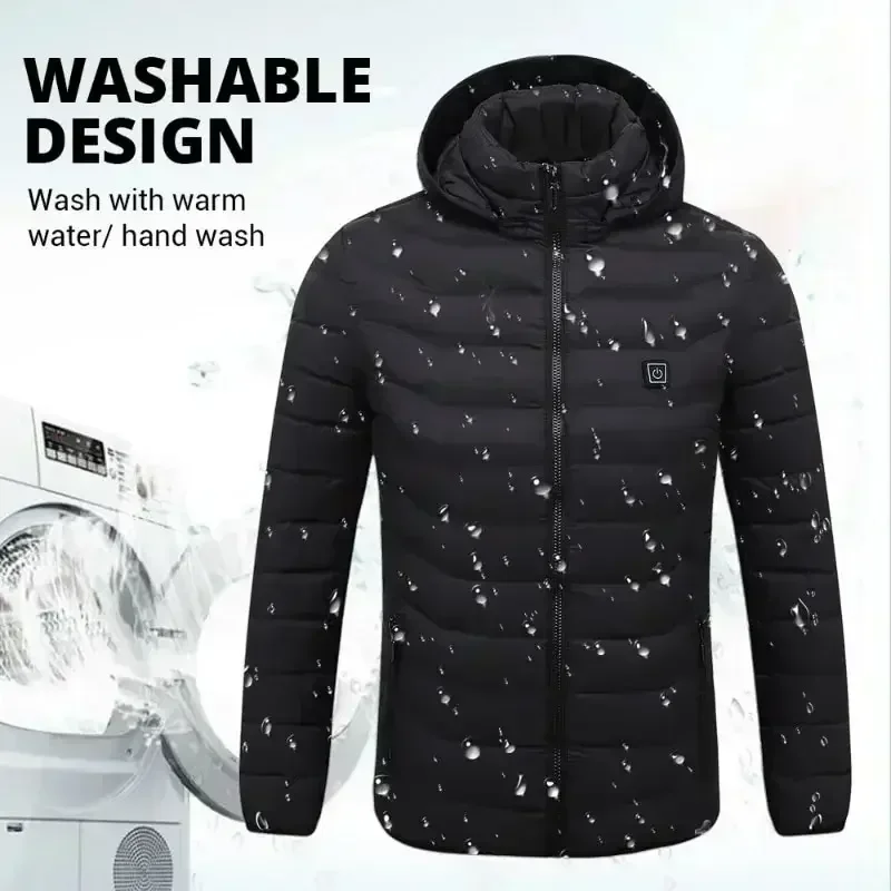 Chaqueta inteligente con capucha para hombre y mujer, Abrigo acolchado de algodón con 21 áreas de calefacción, USB, Parka ligera para nieve, novedad de invierno