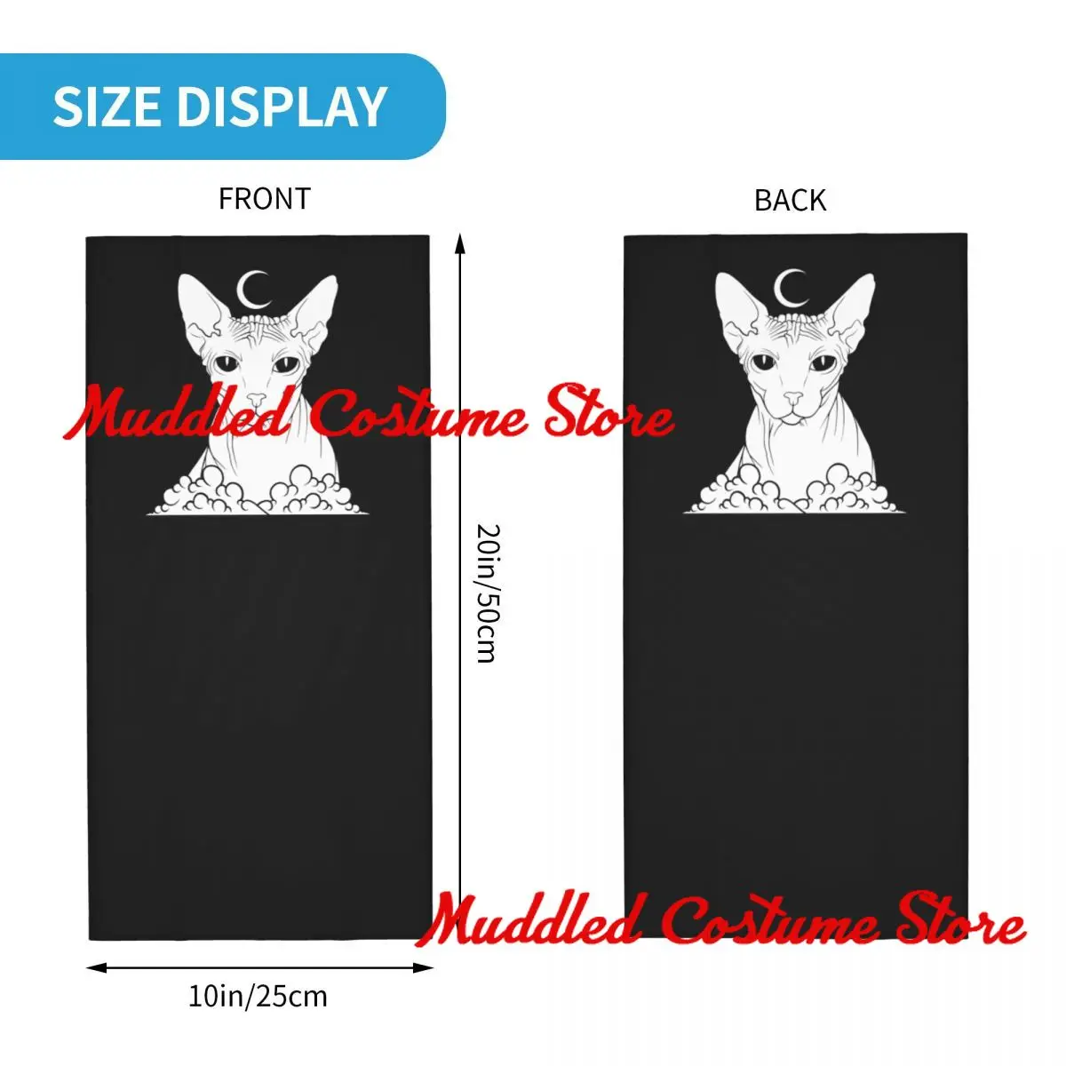 مخصص السحرية الأبيض أبو الهول القط الرقبة الجراب الرجال النساء الأشعة فوق البنفسجية الوجه درع الشتاء بدون شعر هريرة باندانا وشاح للتزلج #2