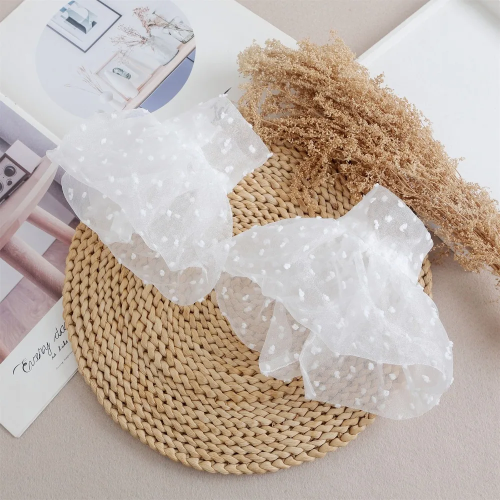 

Подарочные двойные кружевные накладные манжеты с плиссировкой и горошком, декоративные съемные универсальные кружевные рукава для повседневной женской одежды