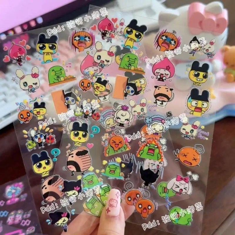 

Cartoon Japanese Anime Image Tamagotchi Mametchi 3D Transfer Printing Sticker Waterproof Sticker Journal Diary Diy Decorations