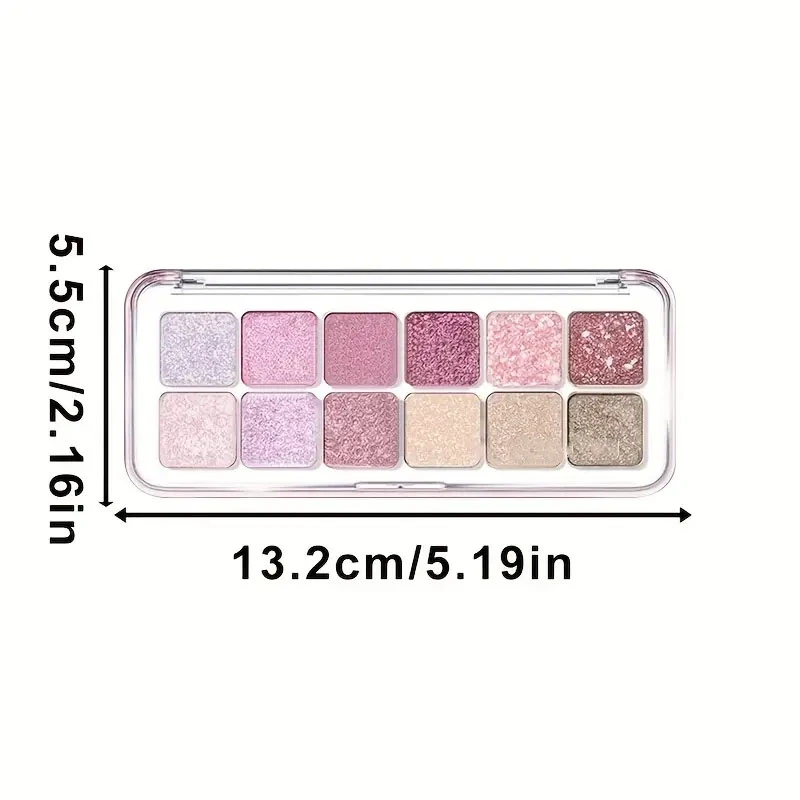 Palette di ombretti a 12 colori: effetti glitter rosa, bianco, rosso e luccicanti |   Altamente pigmentato, di lunga durata