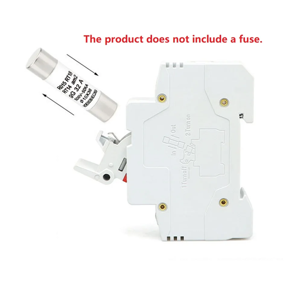 RT18 63X 1 Pole 63 Amp Fuse Base Compatible with 14x51mm R015 Fuses DIN Rail Mounted with LED Indicator Light 500V Rated