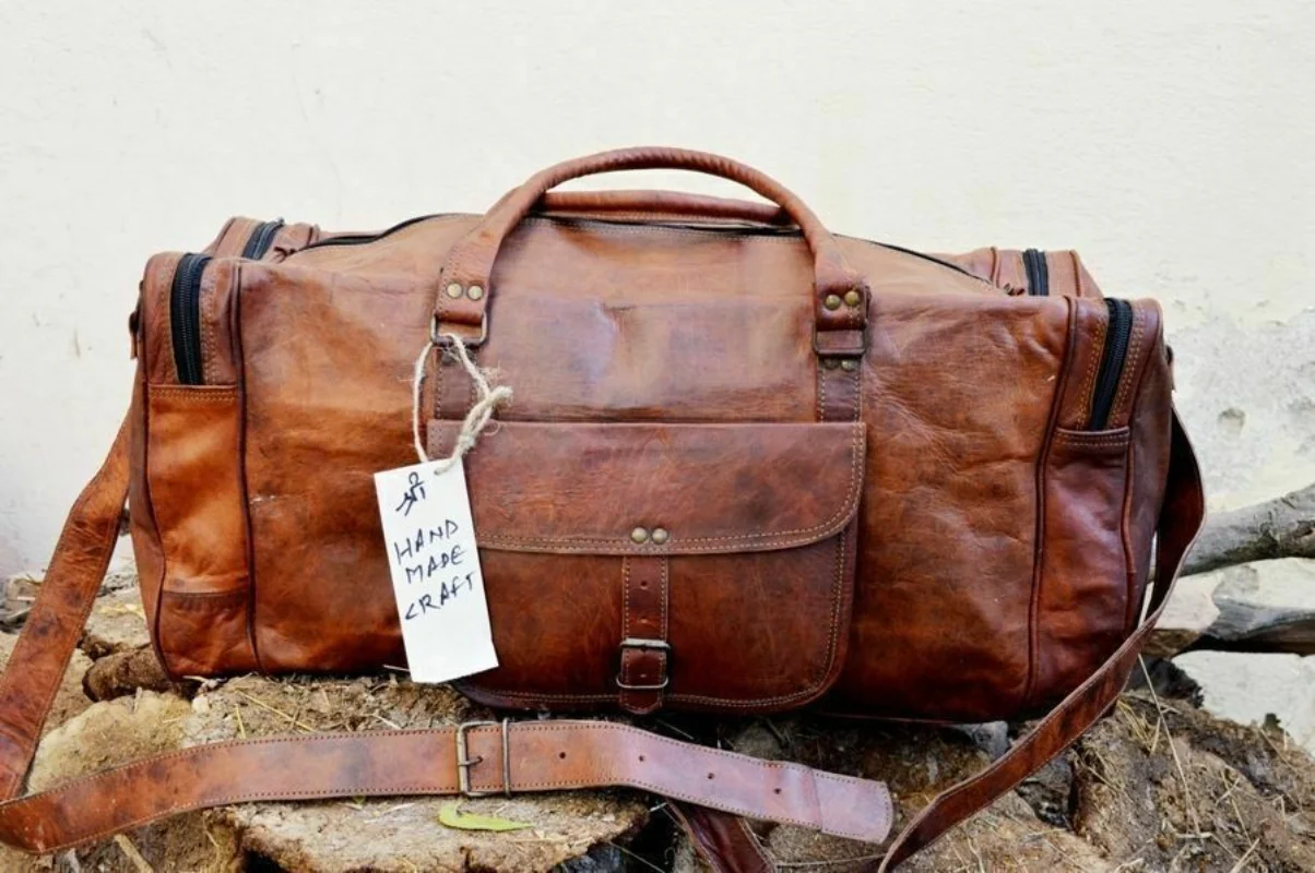 

Leather Bag Travel Luggage Duffel Gym Men Brown New Genuine Vintage