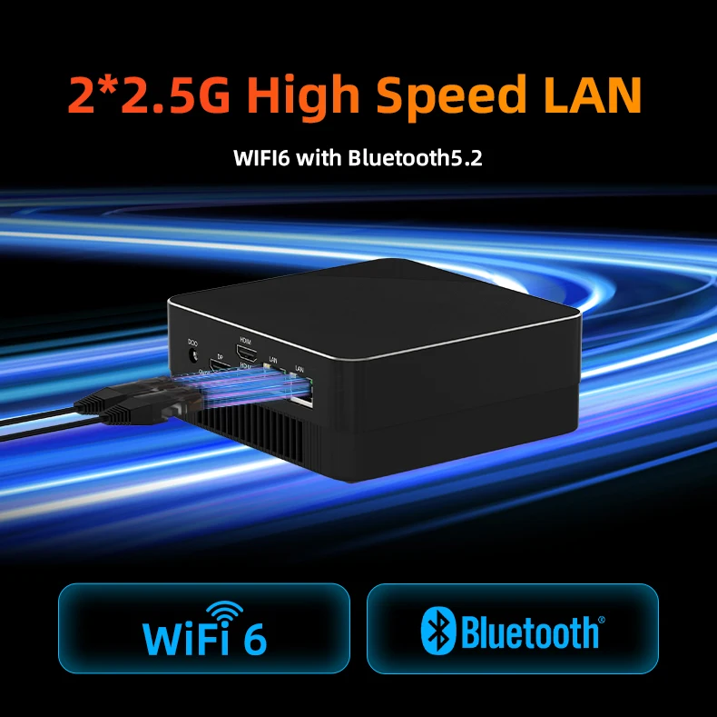 2025 AMD Ryzen 5 7 R7 6800H Radeon 8 Core CPU DDR4 16GB RAM 256GB NVMe SSD 2.5G LAN 2*DP 2*HD-MI WIFI6 Desktop Computer Mini PC