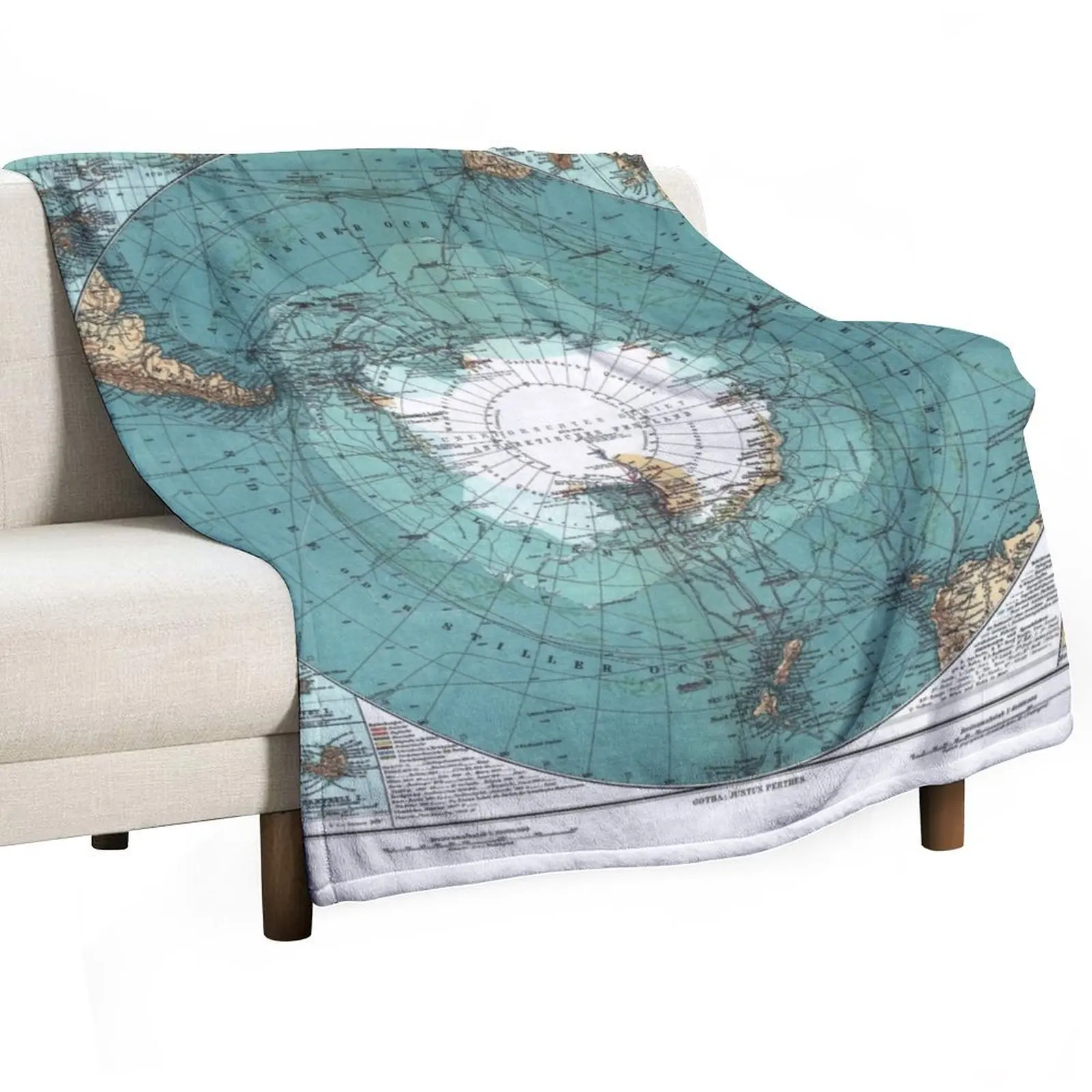 

Vintage Antarctica Map Throw Blanket Plaid on the sofa Beautifuls Blankets